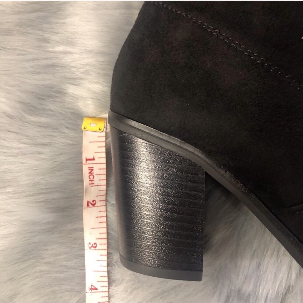 Black Over The Knee Boots, Chunky Heel - Picture 6 of 7